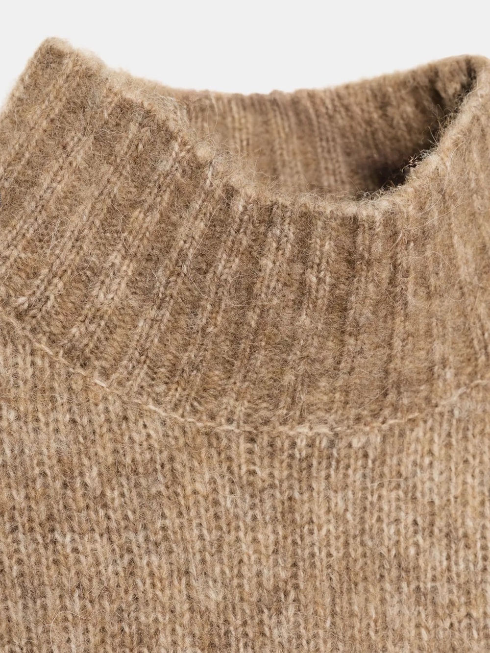 Zara Camel Ruffle Sleeve Mock Neck Knit Top - Picture 5 of 5